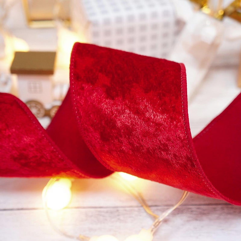 CT CRAFT LLC Red Velvet Ribbon 2.5 Inch x 10 Yards for Christmas Tree Topper Home Decoration Wreath Gift Wrapping DIY Craft - Image 5
